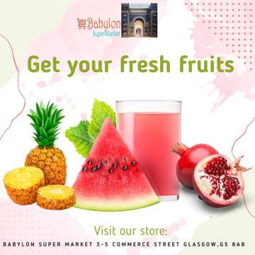 Ready to enjoy fresh fruit drinks at Babylon Supermarket